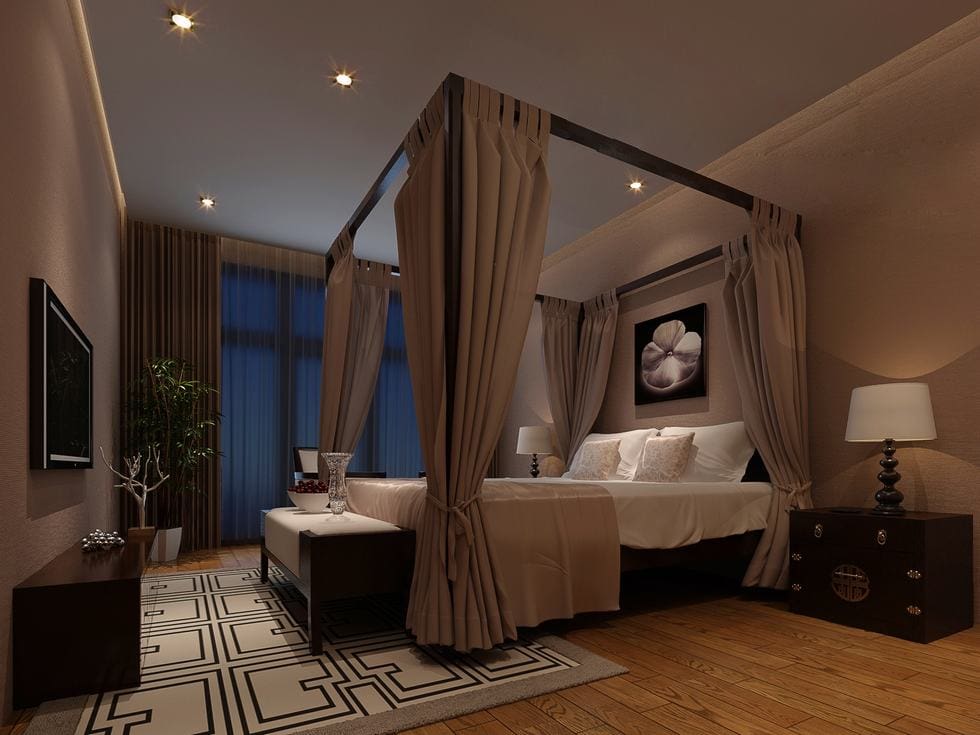 orchid-and-taupe-chinese-moody-bedroom-1 [Tư vấn] Thiết kế nội thất phòng ngủ đẹp