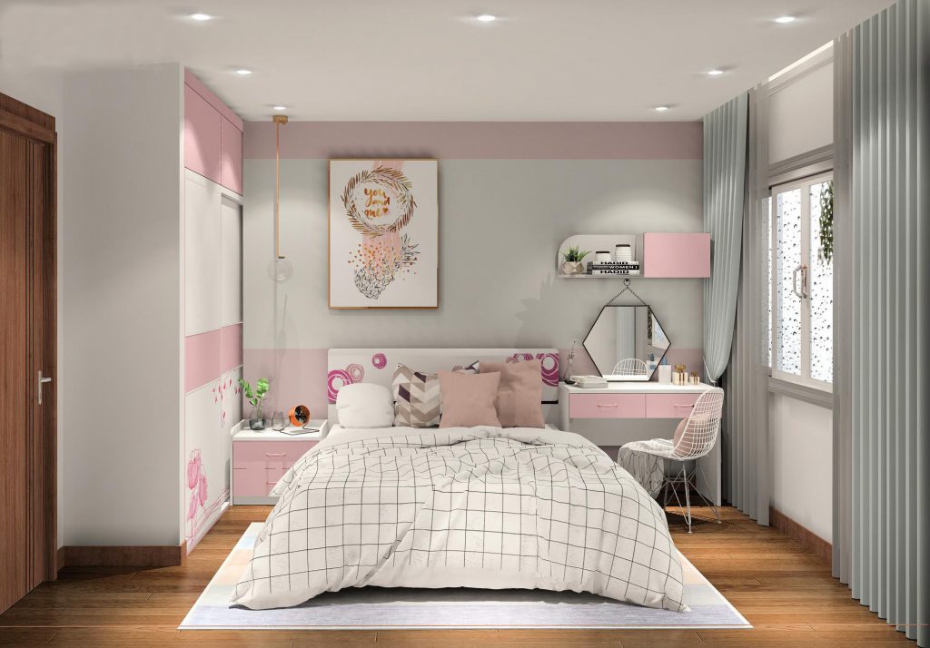 Với thiết kế phòng ngủ cho bé gái 15 tuổi, chúng tôi sẽ tạo ra một không gian đa dạng, đầy màu sắc và phù hợp với tiêu chuẩn của thế giới kỹ thuật số. Sử dụng các công nghệ mới nhất, phòng ngủ sẽ mang lại cảm giác thoải mái, tiện nghi cho Gen Z girls.